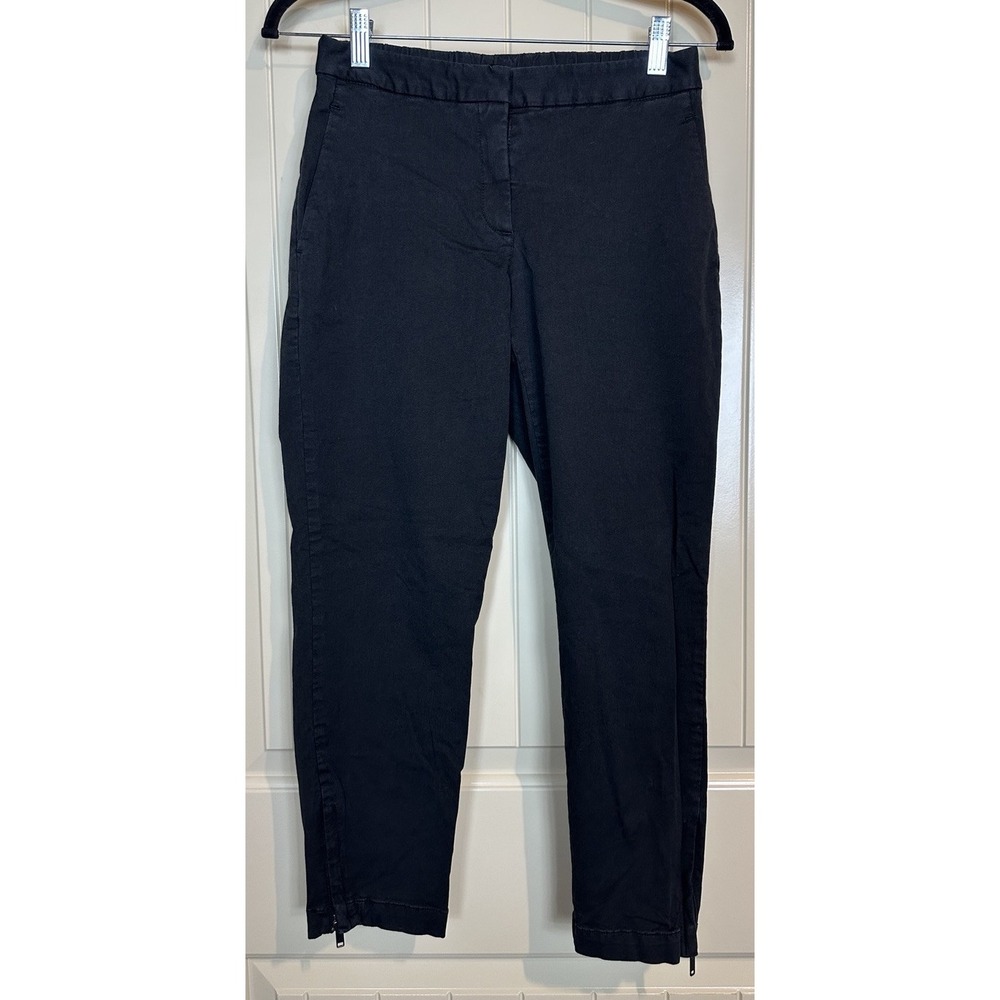 Theory Womens back elastic viscose ankle zip‎ cropped pants black sz 2